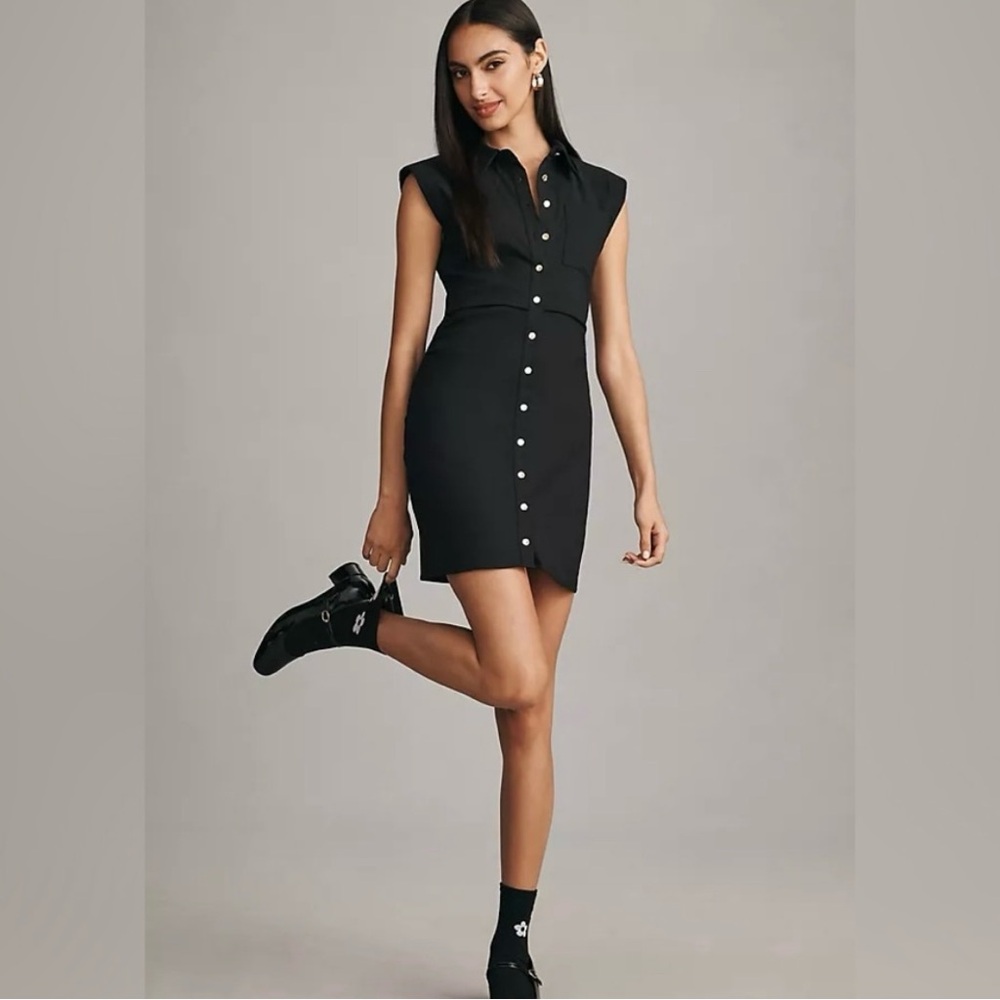Anthropologie Black Button-Down Dress
